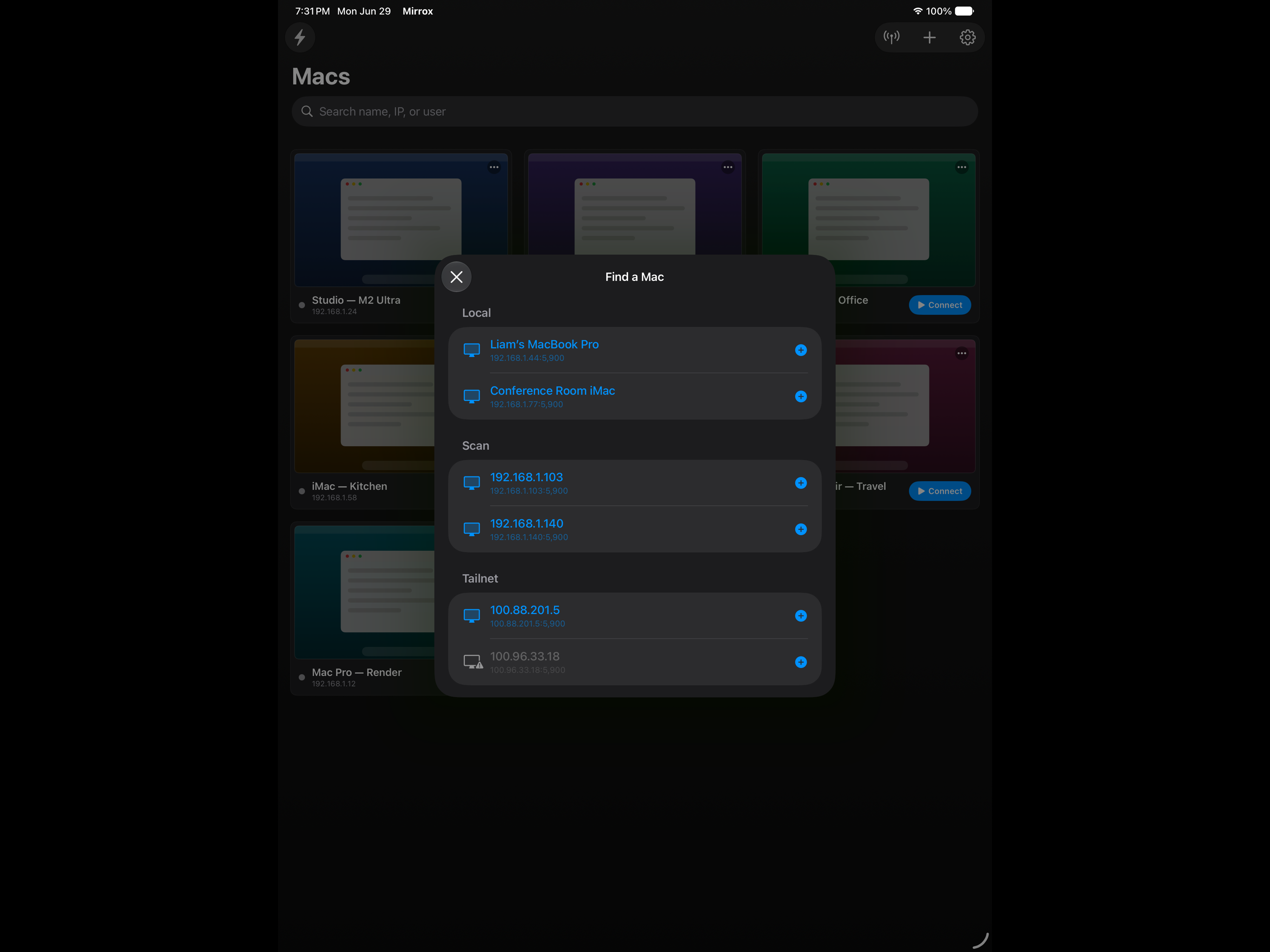 Mirrox discovery screenshot
