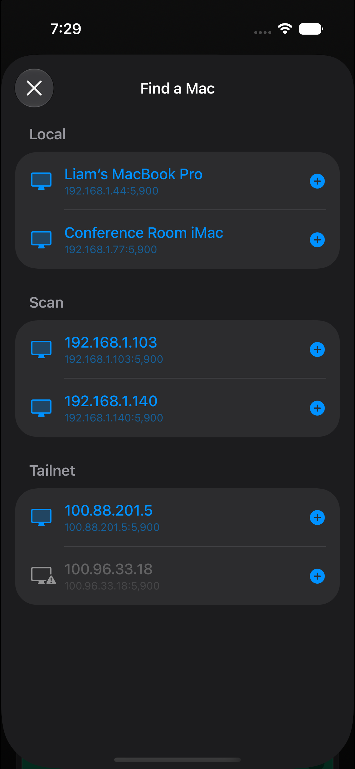Mirrox iPhone discovery screen